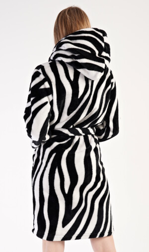 Product detail of Dámský župan krátký s kapucí Zebra černá M
