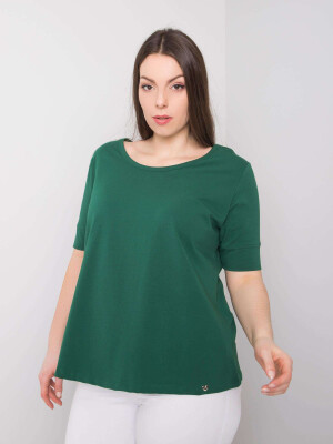 Product detail of Dámské bavlněné tričko tmavě zelené barvy ve větší velikosti XL