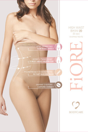 Product detail of Fiore High Waist Bikini 20 den M5218 barva:světle přírodní 2-S