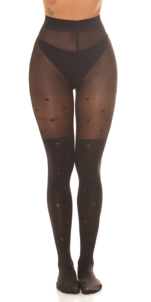 Product detail of Sexy punčocháče "Hearts" v nadkolenním vzhledu black Einheitsgroesse