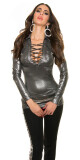 Sexy KouCla longshirt s wetlookem anthracite S/M - thumb (10)