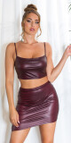 Sexy Koucla Wetlook Highwaist Sukně asymetrická BORDEAUX Einheitsgroesse - thumb (17)