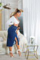 Sexy tmavá džínová midi sukně s vysokým pasem a rozparkem denimblue 38 - thumb (37)