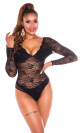 Sexy krajkové body s dlouhými rukávy a hlubokým výstřihem anthracite S - thumb (15)