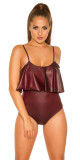 Sexy KouCla Wetlook Body s Volantem BORDEAUX Einheitsgroesse - thumb (3)
