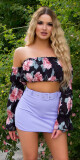 Elegantní šortky s vysokým pasem a páskem lilac Einheitsgroesse - thumb (6)