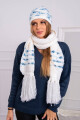 Dámská souprava s šátkem Anika K304 ecru+jeans UNI - thumb (0)