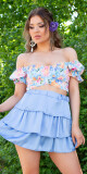 Sexy saténová minisukně s volánky babyblue Einheitsgroesse - thumb (39)
