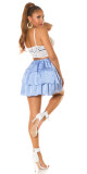 Sexy saténová minisukně s volánky babyblue Einheitsgroesse - thumb (21)