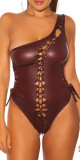 Sexy KouCla Coldshoulder Wetlook Body barva BORDEAUX velikost Einheitsgroesse - thumb (13)
