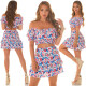 Sexy Koucla 2dílný set sukně + top s květinovým potiskem royalblue L/XL - thumb (10)