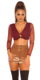 Sexy KouCla Mini skort Kožený vzhled red L - thumb (4)