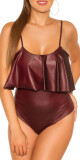 Sexy KouCla Wetlook Body s Volantem BORDEAUX Einheitsgroesse - thumb (2)