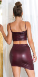 Sexy Koucla Wetlook Highwaist Sukně asymetrická BORDEAUX Einheitsgroesse - thumb (3)