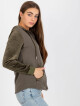 Khaki dámská mikina na zip s velurovými vsadkami JEDNA VELIKOST - thumb (5)