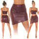Sexy Koucla Wetlook Highwaist Sukně asymetrická BORDEAUX Einheitsgroesse - thumb (15)