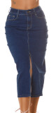 Sexy tmavá džínová midi sukně s vysokým pasem a rozparkem denimblue 38 - thumb (39)