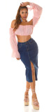 Sexy tmavá džínová midi sukně s vysokým pasem a rozparkem denimblue 38 - thumb (49)