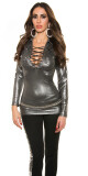 Sexy KouCla longshirt s wetlookem anthracite S/M - thumb (3)