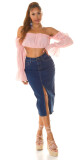 Sexy tmavá džínová midi sukně s vysokým pasem a rozparkem denimblue 38 - thumb (41)