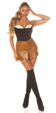Sexy sukně Koucla Highwaist Skort v barvě Wetlook brown XL - thumb (18)