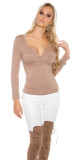 Sexy tričko KouCla s dlouhým rukávem a knoflíky CAPPUCCINO 46/48 - thumb (7)