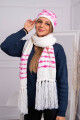 Dámská souprava se šátkem Anika K304 ecru+fuchsia UNI - thumb (0)