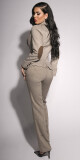 Sexy business sako s nášivkami a třpytkami BEIGE 42 - thumb (2)