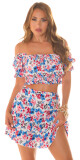 Sexy Koucla 2dílný set sukně + top s květinovým potiskem royalblue L/XL - thumb (5)