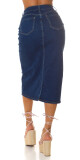 Sexy tmavá džínová midi sukně s vysokým pasem a rozparkem denimblue 38 - thumb (20)