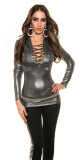 Sexy KouCla longshirt s wetlookem anthracite S/M - thumb (11)