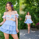 Sexy saténová minisukně s volánky babyblue Einheitsgroesse - thumb (9)
