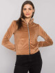 Velurová mikina RUE PARIS Camel se zapínáním na zip L / XL - thumb (4)