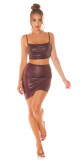 Sexy Koucla Wetlook Highwaist Sukně asymetrická BORDEAUX Einheitsgroesse - thumb (7)
