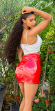Sexy mini sukně Koucla latexového vzhledu red S - thumb (4)