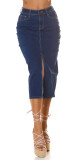 Sexy tmavá džínová midi sukně s vysokým pasem a rozparkem denimblue 38 - thumb (19)