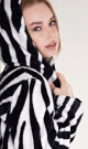 Dámský župan krátký s kapucí Zebra černá M - thumb (4)