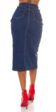 Sexy tmavá džínová midi sukně s vysokým pasem a rozparkem denimblue 38 - thumb (44)