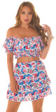 Sexy Koucla 2dílný set sukně + top s květinovým potiskem royalblue L/XL - thumb (1)