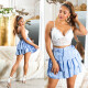 Sexy saténová minisukně s volánky babyblue Einheitsgroesse - thumb (2)