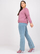 Pudrově růžová mikina plus size bez kapuce XL - thumb (7)