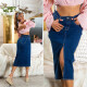Sexy tmavá džínová midi sukně s vysokým pasem a rozparkem denimblue 38 - thumb (34)