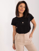 Černé dámské tričko s nášivkou BASIC FEEL GOOD Velikost: L / XL - thumb (2)