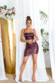 Sexy Koucla Wetlook Highwaist Sukně asymetrická BORDEAUX Einheitsgroesse - thumb (16)