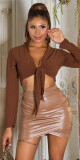 Sexy kožená sukně Koucla Highwaist CAPPUCCINO S - thumb (14)