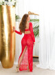 Sexy krajková maxisukně Koucla s vysokým pasem red M - thumb (2)