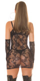 Sexy nákrčník Netzkleid mit Glitzer & Armstulpen black Einheitsgroesse - thumb (1)