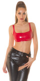 Sexy KouCla Latex Look Crop Top barva red velikost XL - thumb (6)