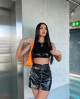 Sexy latexová mini sukně na zip black M - thumb (21)