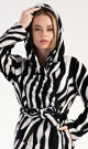 Dámský župan krátký s kapucí Zebra černá M - thumb (3)